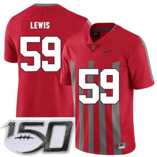 Ohio State Buckeyes 59 Tyquan Lewis Red Elite Nike College Football Stitched 150th Anniversary Patch Jersey